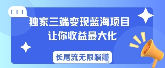 独家三端变现蓝海项目,让你收益最大化,长尾流无限躺挣-聊项目
