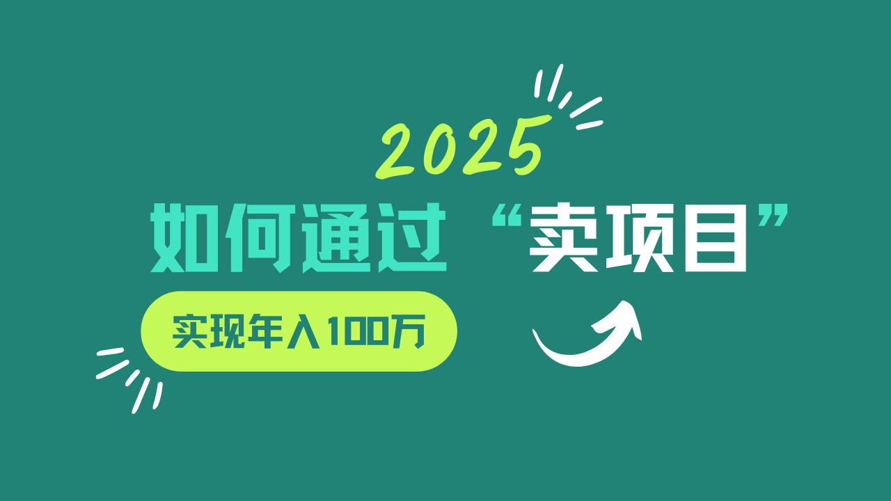 2025年如何通过“卖项目”实现年入100w-聊项目