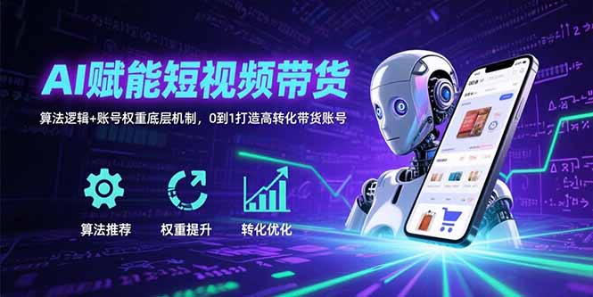AI赋能短视频带货：算法逻辑+账号权重底层机制，0到1打造高转化带货账号-聊项目