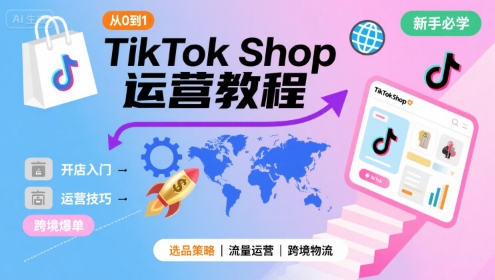 TikTok Shop从0到1运营教程，TikTok跨境电商新手必学课程-聊项目