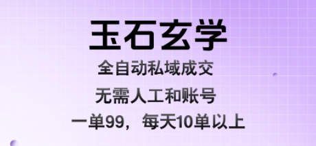 玉石玄学全自动私域成交，一单99每天十单以上，无需人工和矩阵账号，蓝海项目直接干【揭秘】-聊项目