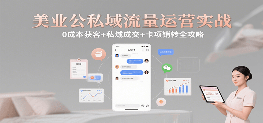 美业公私域流量运营实战：0成本获客+私域成交+卡项销转全攻略-聊项目