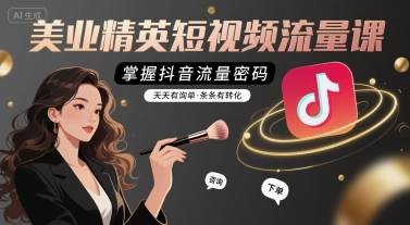 美业精英短视频流量课，掌握抖音流量密码，天天有询单，条条有转化-聊项目