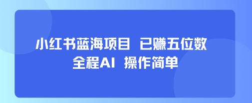 小红书蓝海项目，全程AI，操作简单，已挣五位数-聊项目