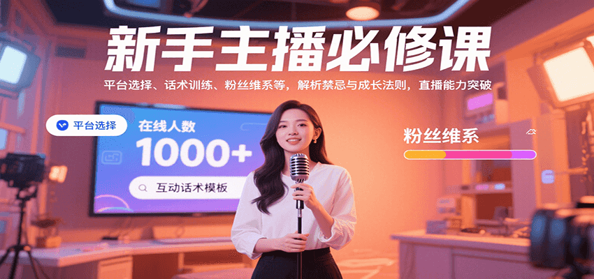新手主播必修课：平台选择、话术训练、粉丝维系等，解析禁忌与成长法则，突破直播能力-聊项目