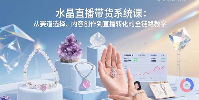 水晶直播带货系统课：从赛道选择、内容创作到直播转化的全链路教学-聊项目