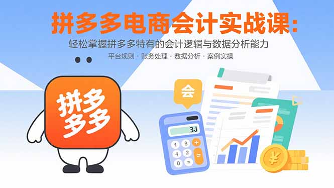 拼多多电商会计实战课：轻松掌握拼多多特有的会计逻辑与数据分析能力-聊项目