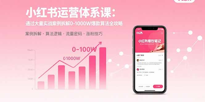 小红书运营体系课：通过大量实战案例拆解0-1000W爆款算法全攻略-聊项目