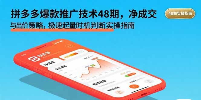 拼多多爆款推广技术48期，净成交与出价策略，极速起量时机判断实操指南-聊项目