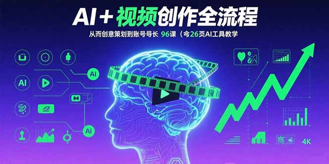AI+短视频创作全流程：从创意策划到账号增长，96节课(含26项AI工具教学-聊项目