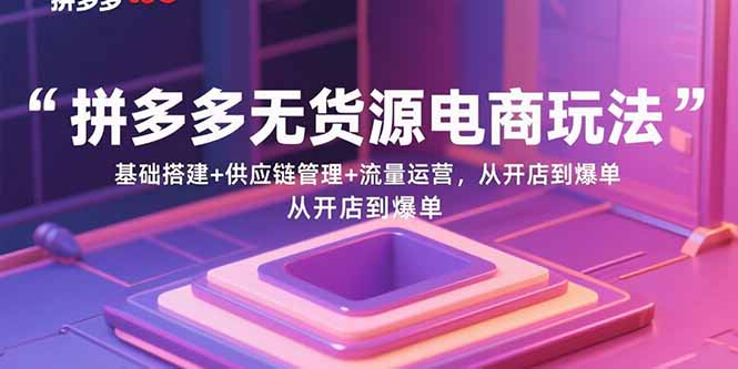 拼多多无货源电商玩法：基础搭建+供应链管理+流量运营，从开店到爆单-聊项目