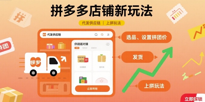 拼多多店铺新玩法，代发供应链上拼玩法-聊项目