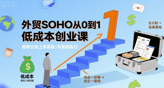 外贸SOHO从0到1低成本创业课，能够立刻上手实操与落地执行-聊项目