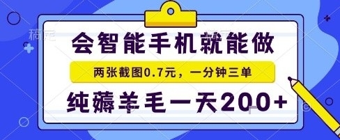 手机项目，二十秒一单，纯薅羊毛一天2张+做就有【揭秘】-聊项目