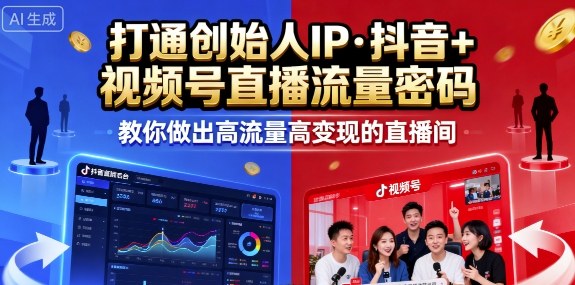 25年直播9-10两期线下课，打通创始人IP，抖音+视频号直播流量密码，教你做出高流量高变现的直播间-聊项目