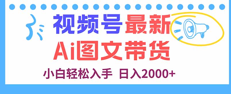 视频号最新AI图文带货，每天几分钟，小白轻松入手，日入2000+-聊项目