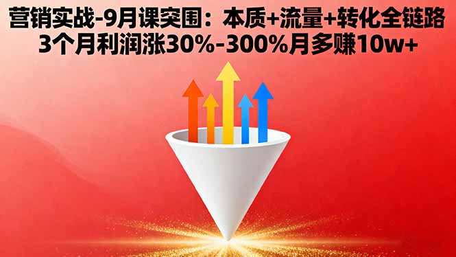 营销实战-9月突围课:本质+流量+转化全链路 3个月利润涨30%-300%月多赚10w+-聊项目