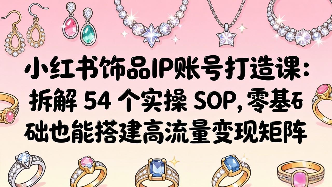 小红书饰品IP账号打造课：拆解 54 个实操 SOP，零基础也能搭建高流量变现矩阵-聊项目