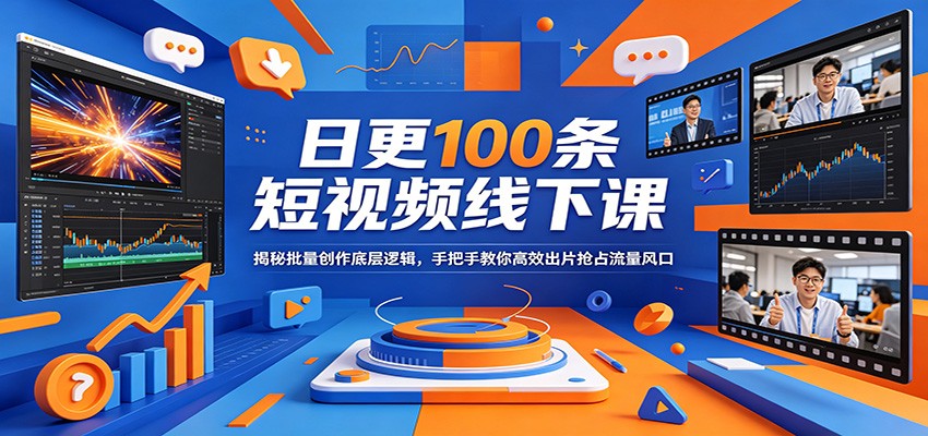 日更100条短视频线下课：揭秘批量创作底层逻辑，手把手教你高效出片抢占流量风口-聊项目