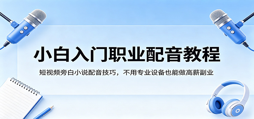 小白入门职业配音教程，短视频旁白小说配音技巧，不用专业设备也能做高薪副业-聊项目