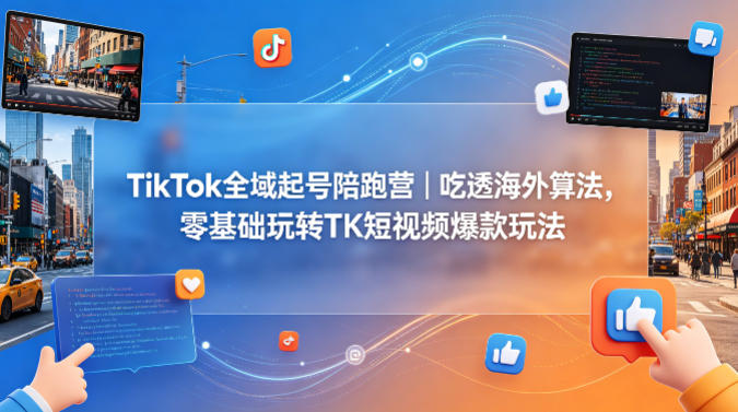 TikTok全域起号陪跑营｜吃透海外算法，零基础玩转TK短视频爆款玩法-聊项目