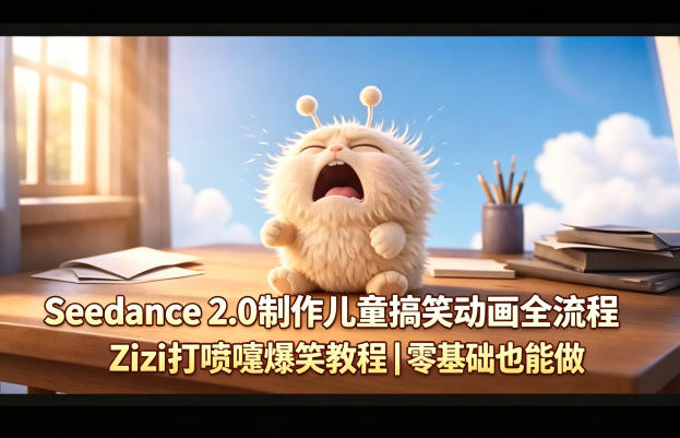 Seedance 2.0制作儿童搞笑动画全流程Zizi打喷嚏爆笑教程｜零基础也能做-聊项目