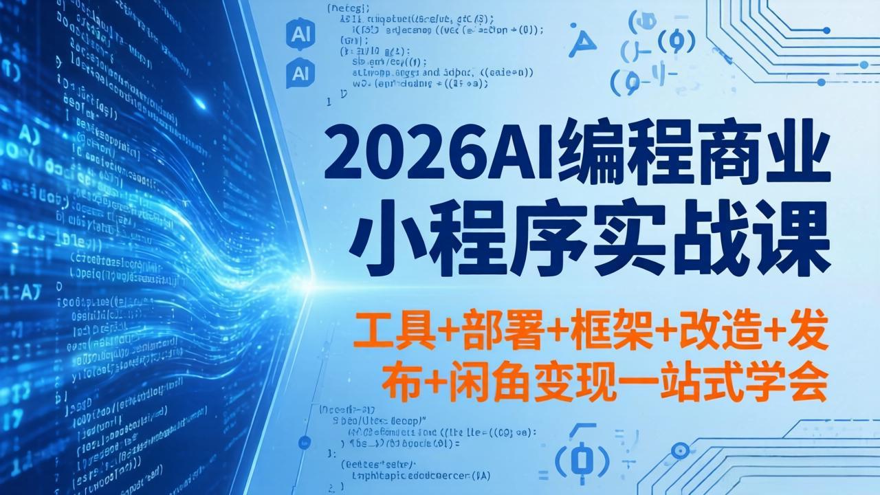 2026AI编程商业小程序实战课,工具+部署+框架+改造+发布+闲鱼变现一站式学会-聊项目