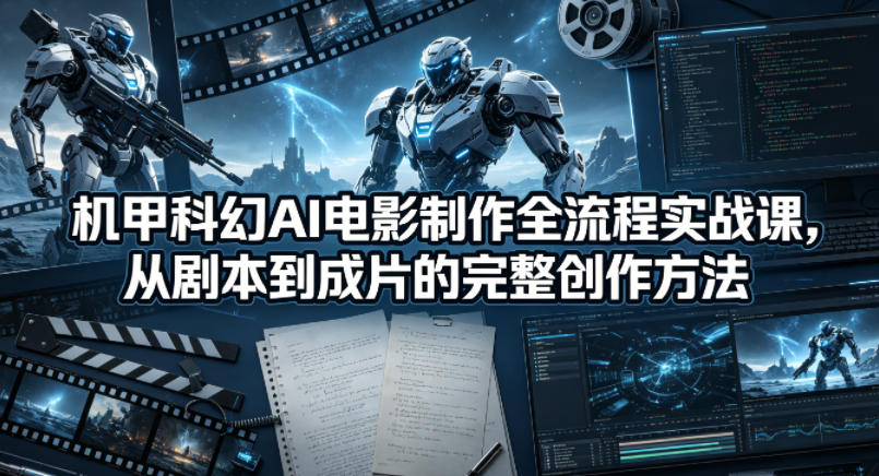 机甲科幻AI电影制作全流程实战课,从剧本到成片的完整创作方法-聊项目