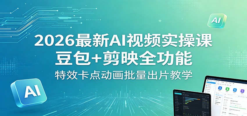 2026最新AI视频实操课:豆包+剪映全功能,特效卡点动画批量出片教学-聊项目