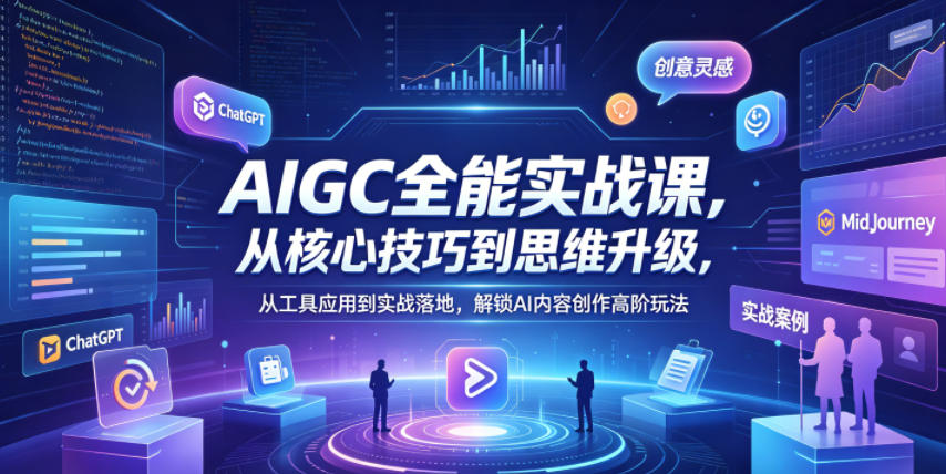 AIGC全能实战课,从核心技巧到思维升级,从工具应用到实战落地,解锁AI内容创作高阶玩法-聊项目