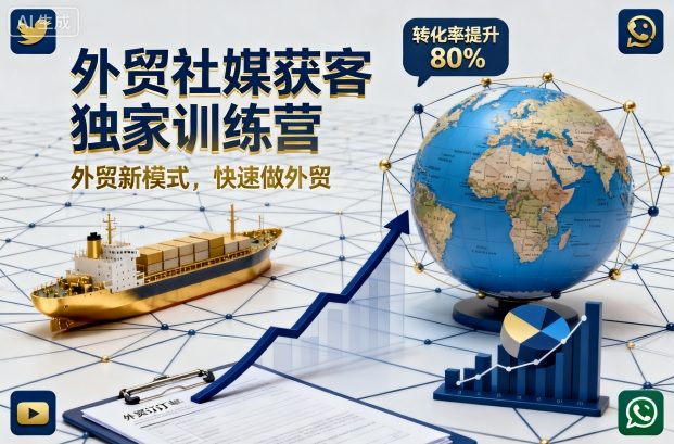 外贸社媒获客独家训练营,外贸新模式,快速做外贸(更新26年4月)-聊项目