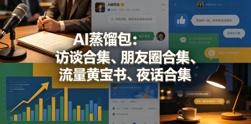 AI蒸馏包:访谈合集、朋友圈合集、流量黄宝书、夜话合集【文档】-聊项目