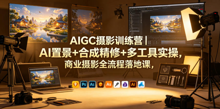 AIGC摄影训练营|AI置景+合成精修+多工具实操,商业摄影全流程落地课-聊项目