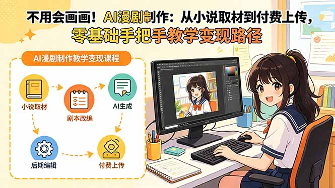 不用会画画!AI漫剧制作:从小说取材到付费上传,零基础手把手教学变现路径-聊项目