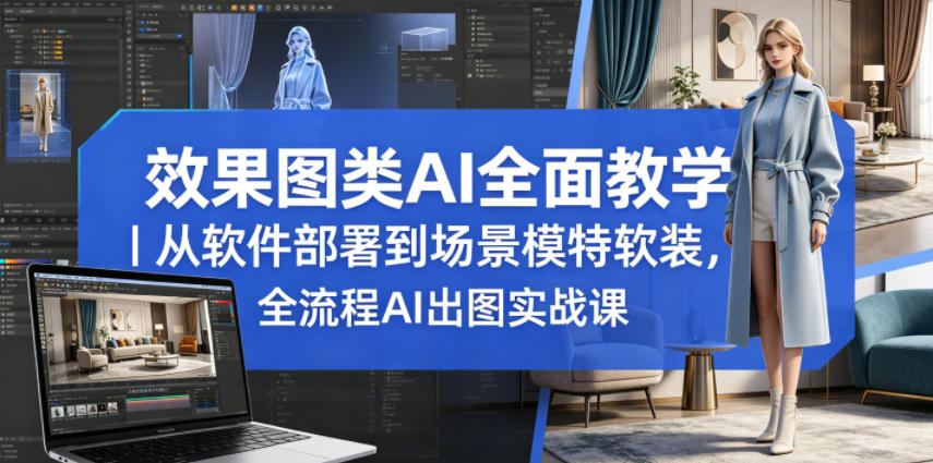 效果图类AI全面教学|从软件部署到场景模特软装,全流程AI出图实战课-聊项目