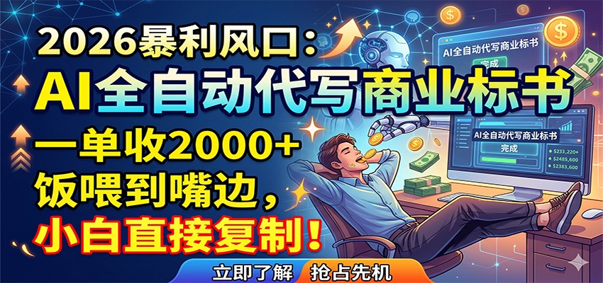 AI全自动代写商业标书,一单收2000+,饭喂到嘴边,小白直接复制-聊项目