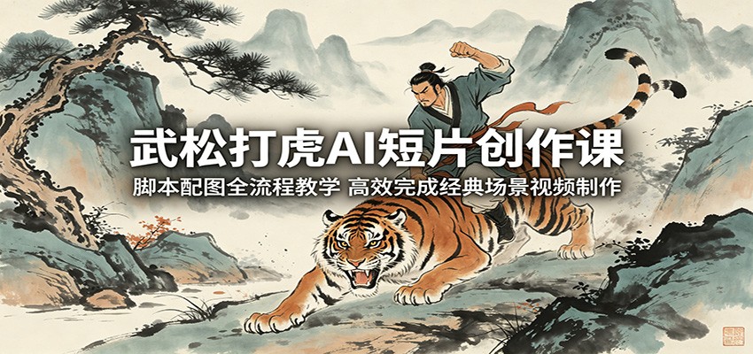 武松打虎AI短片创作课:脚本配图全流程教学,高效完成经典场景视频制作-聊项目