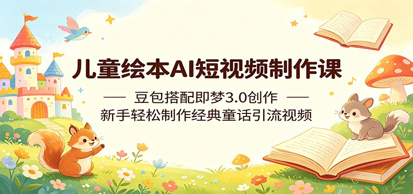 儿童绘本AI短视频制作课:豆包搭配即梦3.0创作,新手轻松制作经典童话引流视频-聊项目