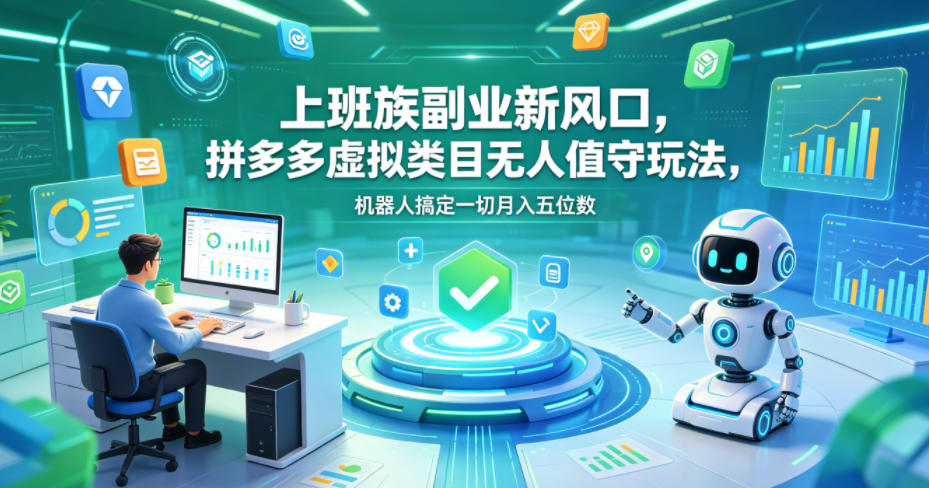 上班族副业新风口,拼多多虚拟类目无人值守玩法,机器人搞定一切月入五位数【揭秘】-聊项目