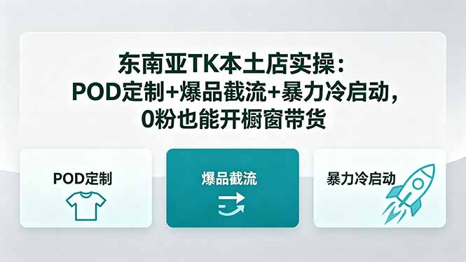东南亚TK本土店实操-5月更新:POD定制+爆品截流+暴力冷启动,0粉也能开橱窗带货-聊项目