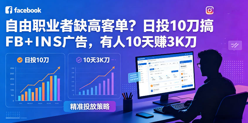 自由职业者缺高客单?日投10刀搞FB+INS广告,有人10天赚3K刀!【原创双语字幕】-聊项目