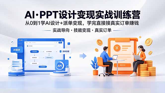 AI·PPT设计变现实战训练营,从0到1学AI设计+派单变现,学完直接接真实订单赚钱-聊项目