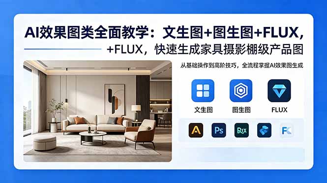 AI效果图类全面教学:文生图+图生图+FLUX,快速生成家具摄影棚级产品图-聊项目