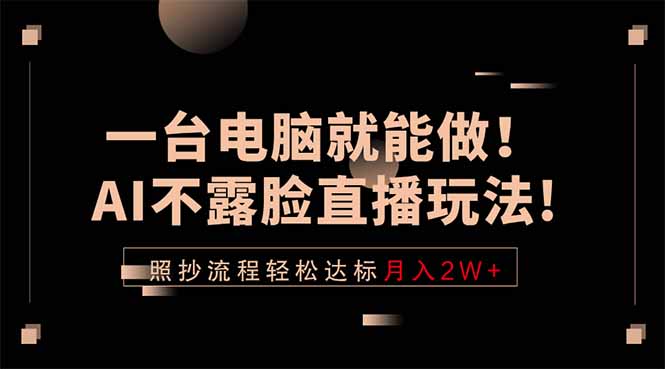 一台电脑就能做!AI不露脸直播玩法,照抄流程轻松达标月入2W+-聊项目