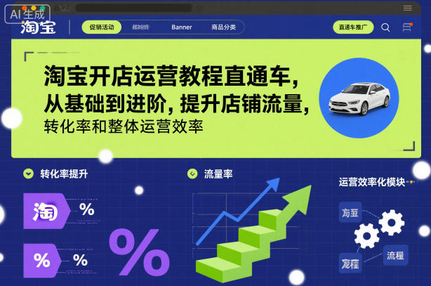 淘宝开店运营教程直通车,从基础到进阶,提升店铺流量,转化率和整体运营效率(更新26年05月27日)-聊项目
