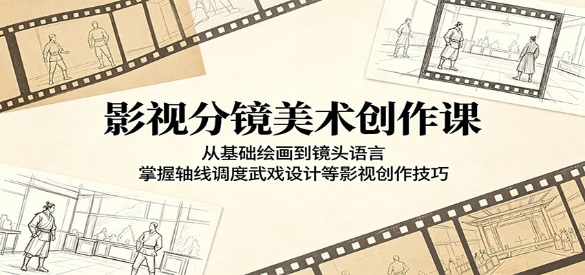 影视分镜美术创作课:从基础绘画到镜头语言,掌握轴线调度武戏设计等影视创作技巧-聊项目