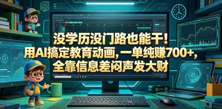 没学历没门路也能干!用AI搞定教育动画,一单纯賺700+,全靠信息差闷声发大财【揭秘】-聊项目