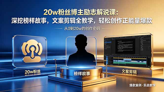 20w粉丝博主励志解说课:深挖榜样故事,文案剪辑全教学,轻松创作正能量爆款-聊项目