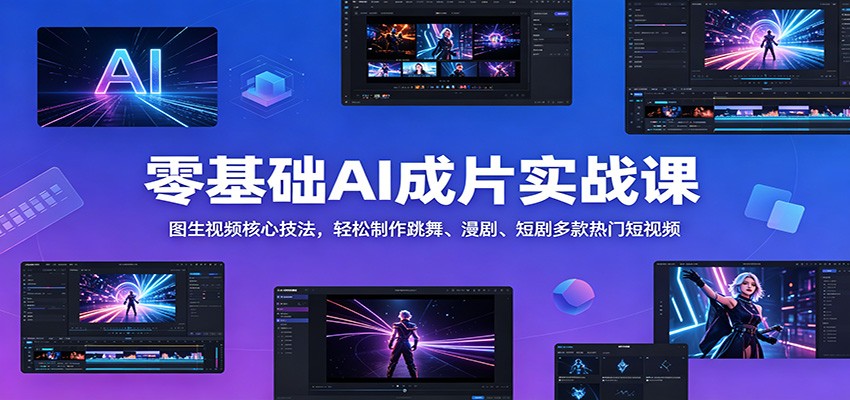 零基础AI成片实战课：图生视频核心技法，轻松制作跳舞、漫剧、短剧多款热门短视频-聊项目