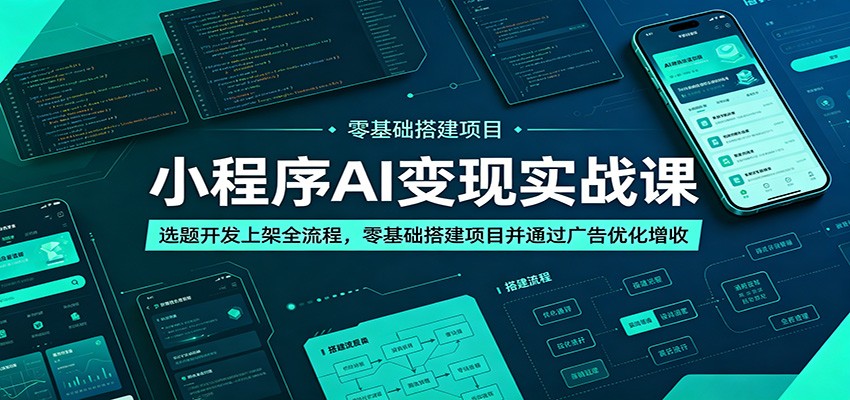小程序AI变现实战课：选题开发上架全流程，零基础搭建项目并通过广告优化增收-聊项目